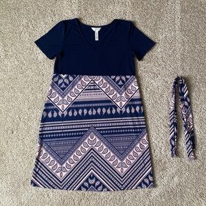 MaCherie Maternity Short Sleeve V Neck Belted Dress